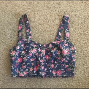 Floral navy and pink crop top